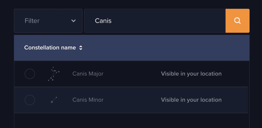 Canis Major and Canis Minor constellation choice 