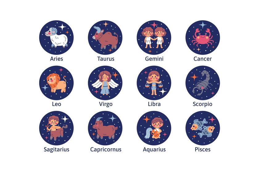 Graphic images with the zodiac signs