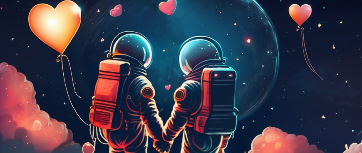 cute astronaut couple 