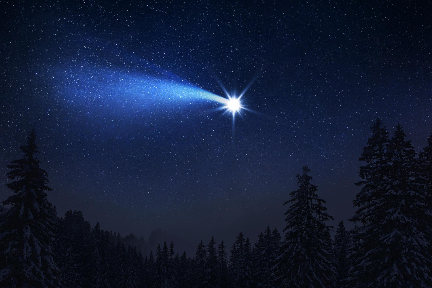 A comet falling in the night sky