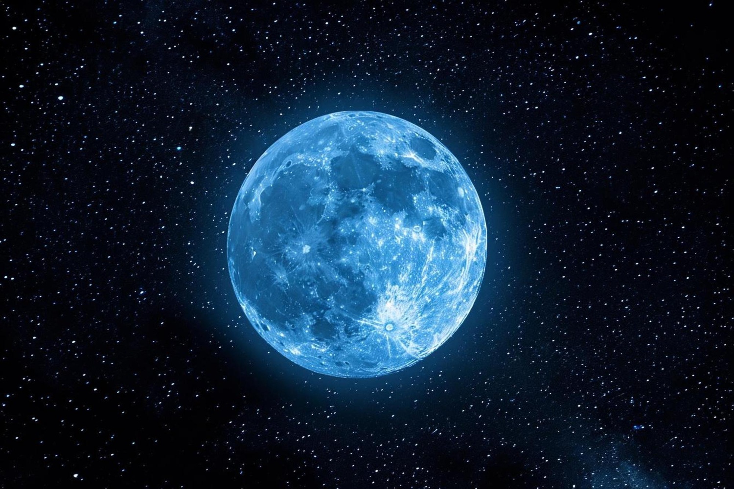 The Moon shining blue