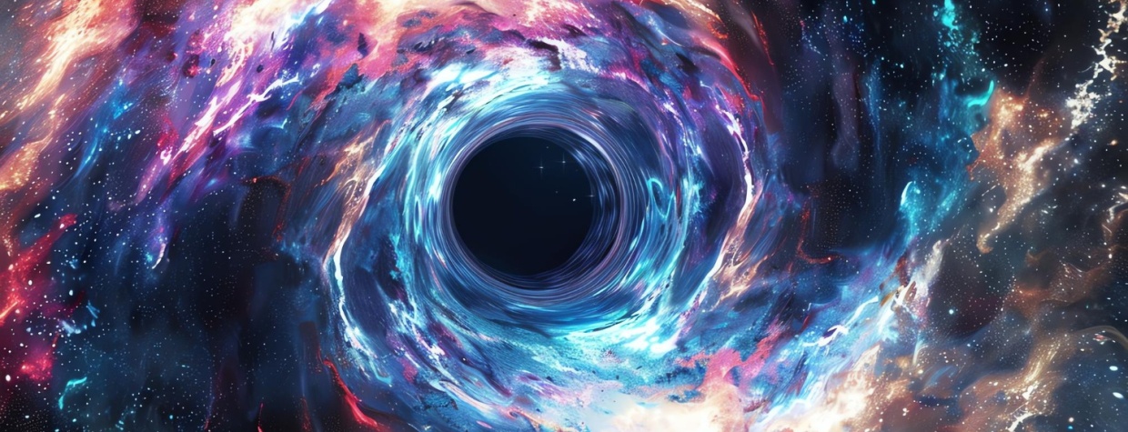 A black hole in colorful clouds of dust