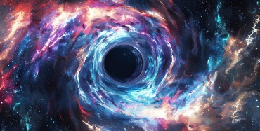 A black hole in colorful clouds of dust