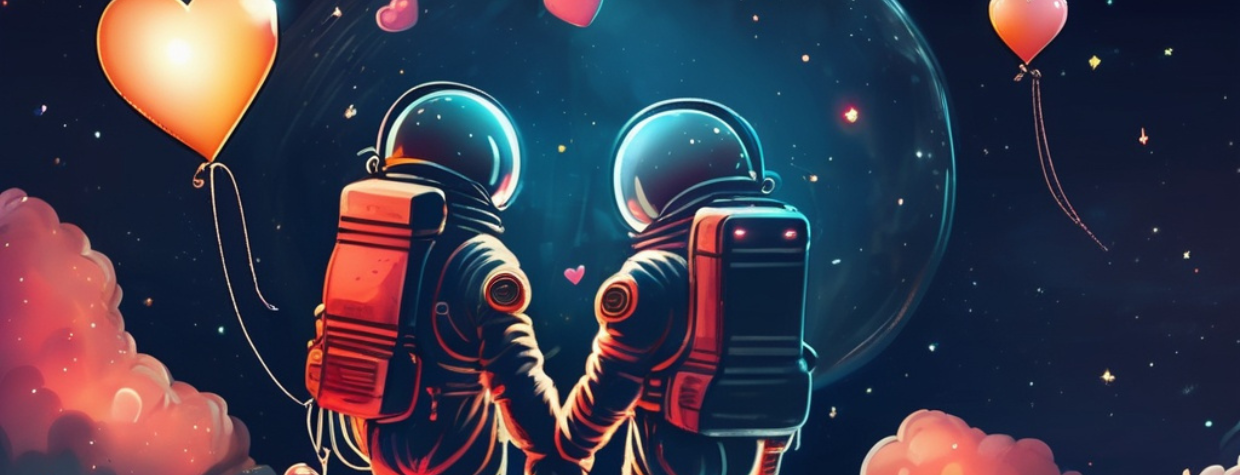 cute astronaut couple 