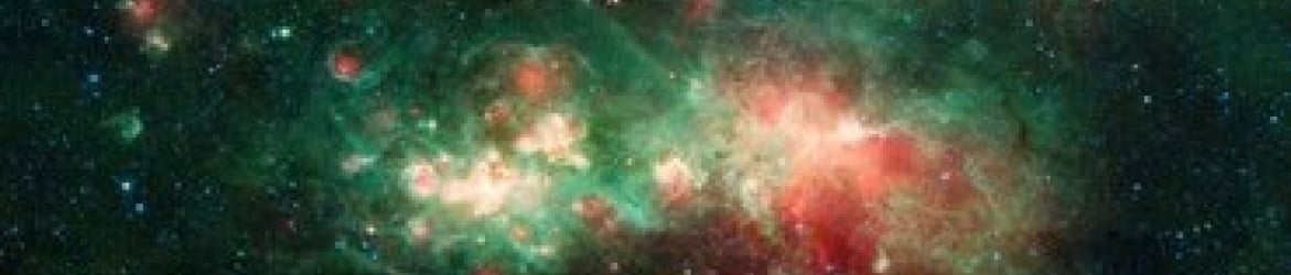 Green and red nebula clouds