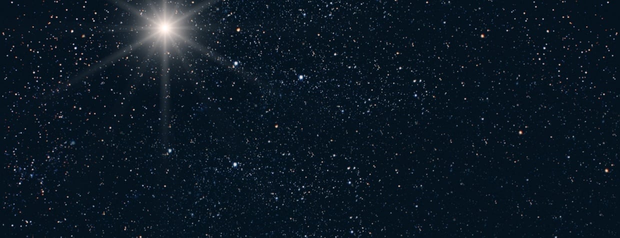 Bright stars in purple space