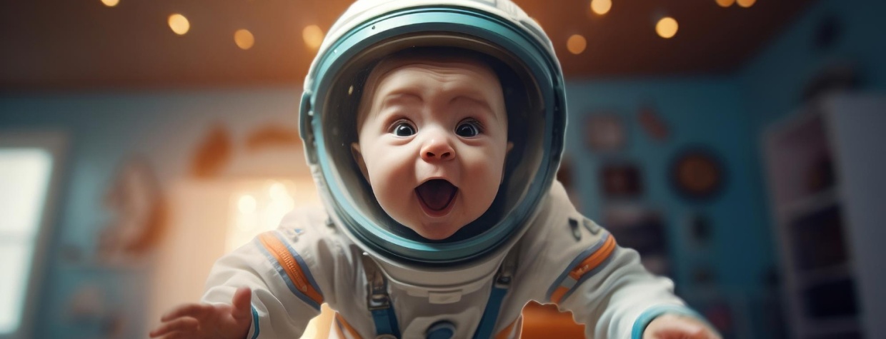 happy child astronaut