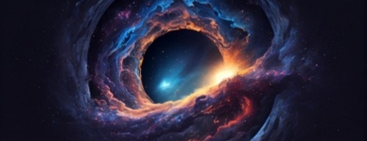 A black hole in colorful clouds of dust