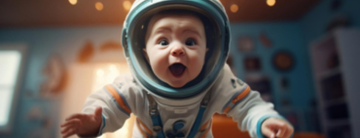 happy child astronaut