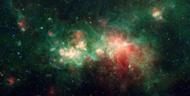 Green and red nebula clouds