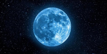 The Moon shining blue