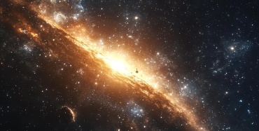 Galaxy with blue and brown dust clouds