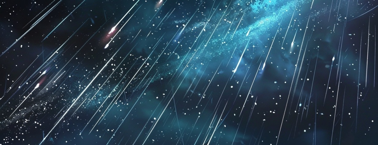 Meteor shower in the blue clouds