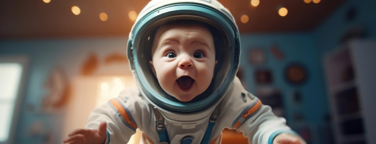 happy child astronaut