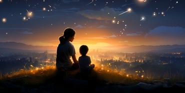 mum and child stargazing 