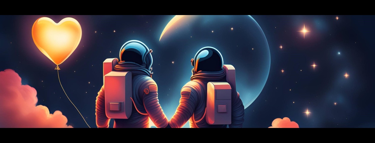 cute astronaut couple 