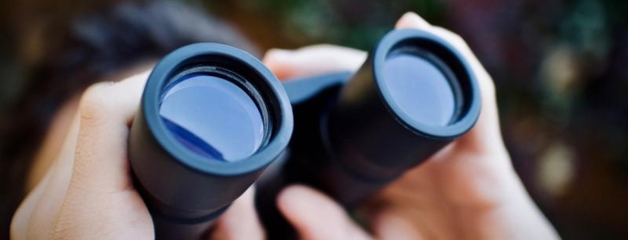 A person looking through binoculars