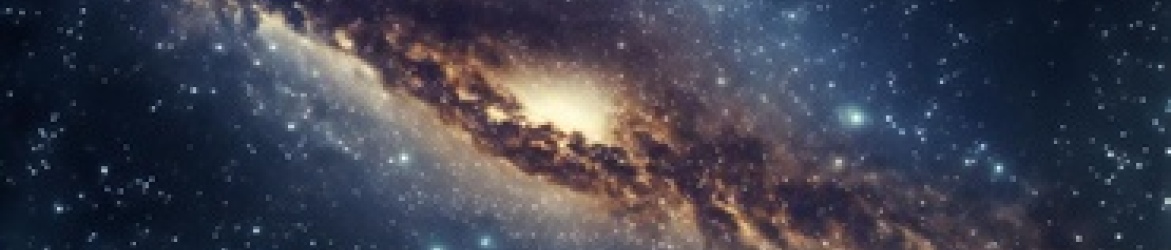 Galaxy with blue and brown dust clouds