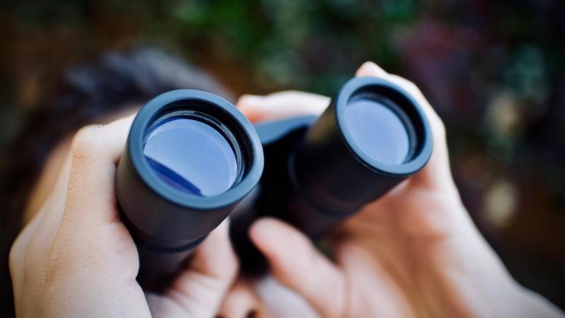 A person looking through binoculars