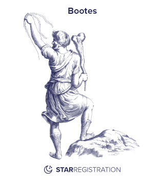 Starregistration.net adaption of a painting of Boötes Constellation from Uranographia celestial atlas by Johannes Hevelius.