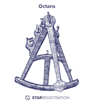 Starregistration.net adaption of a painting of Octans Constellation from Uranographia celestial atlas by Johannes Hevelius.