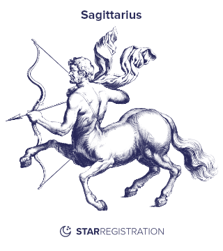 Starregistration.net adaption of a painting of Sagittarius Constellation from Uranographia celestial atlas by Johannes Hevelius.