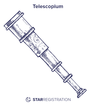 Starregistration.net adaption of a painting of Telescopium Constellation from Uranographia celestial atlas by Johannes Hevelius.