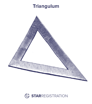 Starregistration.net adaption of a painting of Triangulum Constellation from Uranographia celestial atlas by Johannes Hevelius.