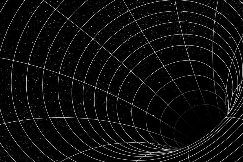 A diagram of how a black hole could warp space and time