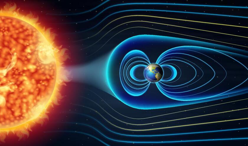 A depiction of how the rays from the Sun interact with Earths atmosphere