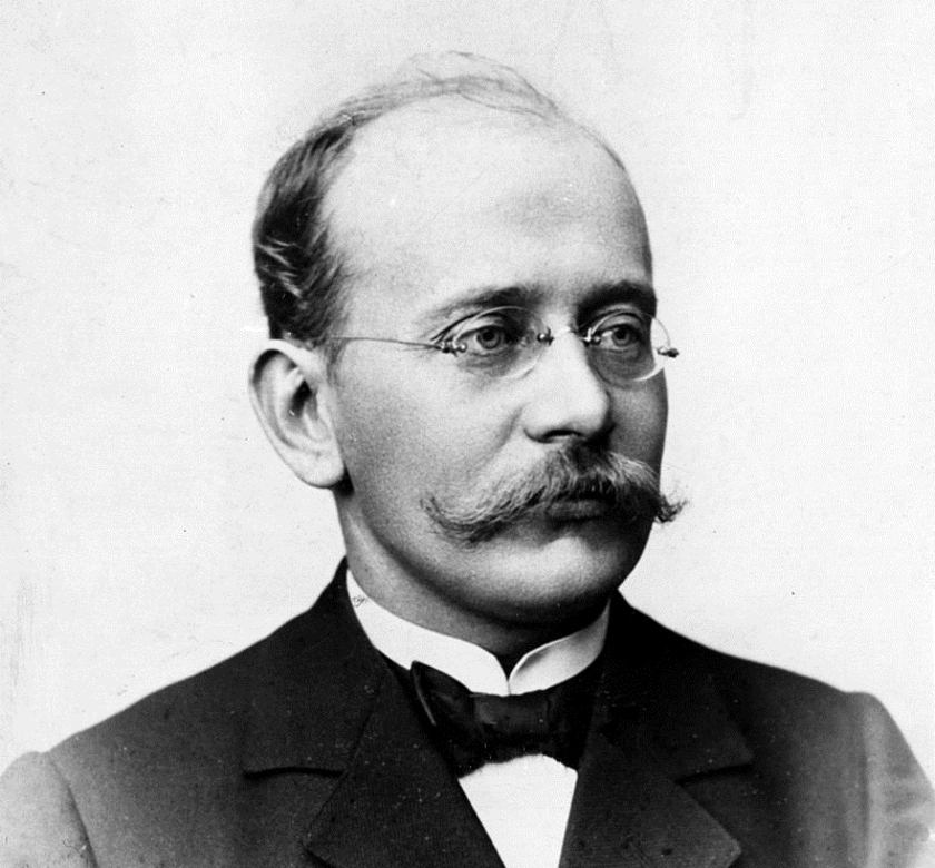 A black and white photograph of Kristian Birkeland