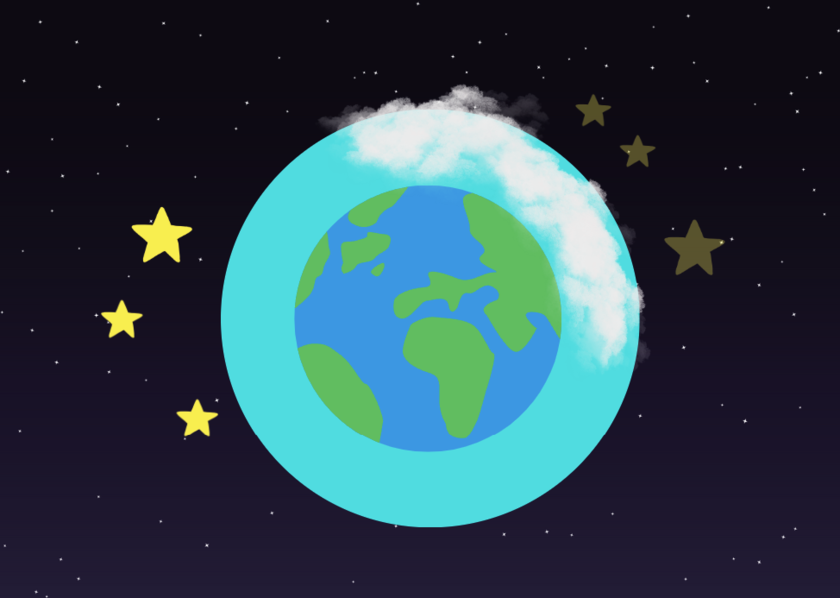 A graphic image of how earths atmosphere can influence star brightness