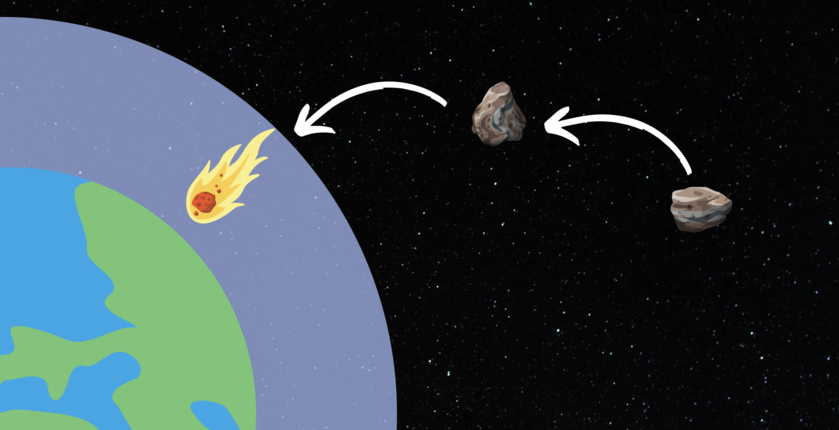 A graphic image of a meteor falling to Earth