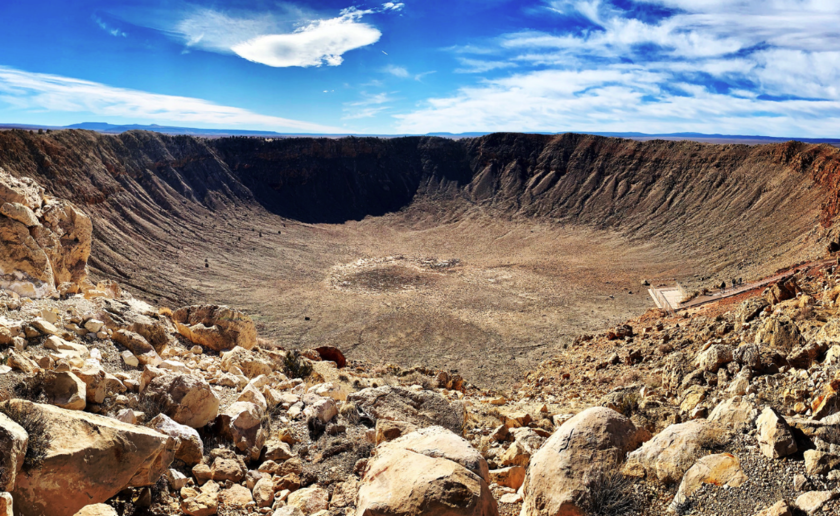 A crater created by a meteorite