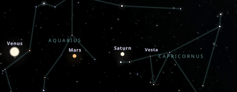 The shape and the main stars of Aquarius constellation alongside the neighboring constellations in outer space.