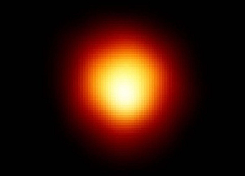 Betelgeuse star as seen through a telescope from Earth