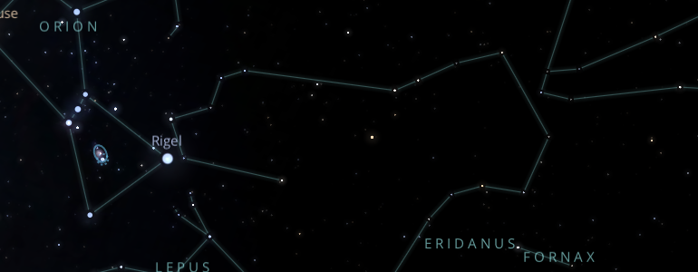 The shape and the main stars of Fornax constellation alongside the neighboring constellations in outer space.