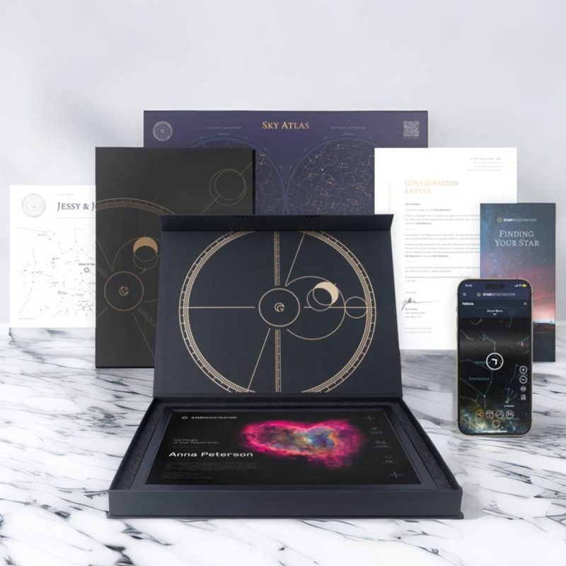 Set regalo Label Stars con certificato della stella.