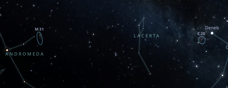 The shape and the main stars of Lacerta constellation alongside the neighboring constellations in outer space.