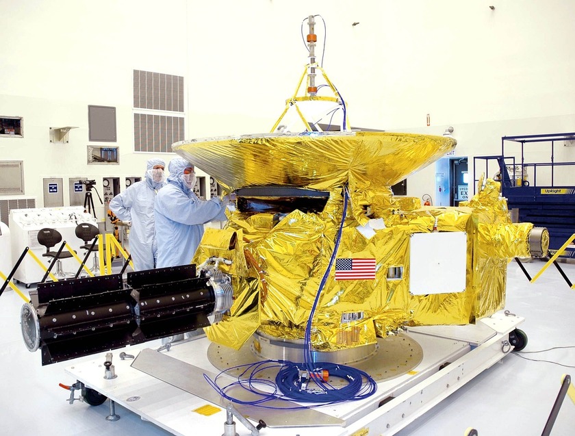 A giant yellow telescope in the NASA research center