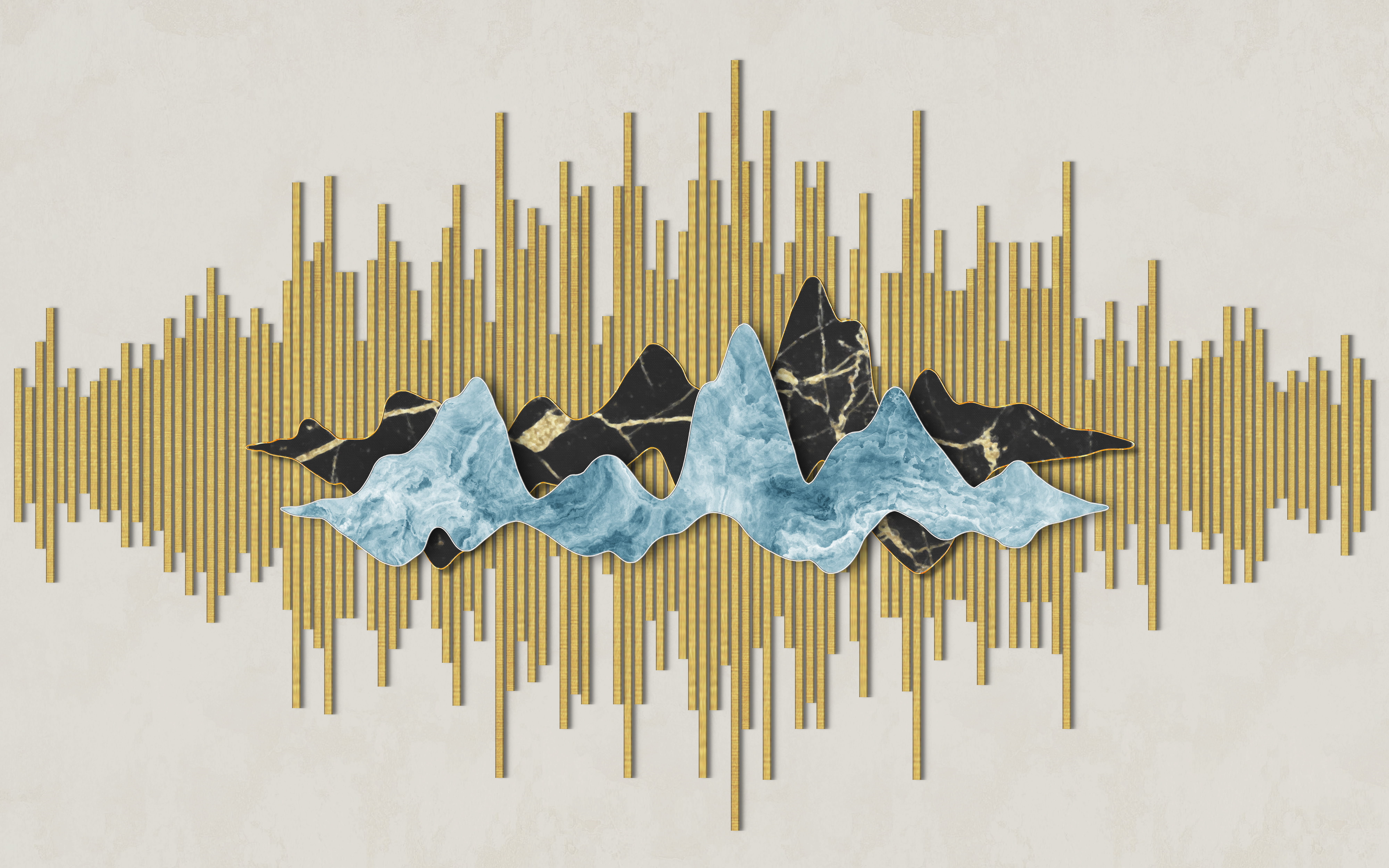 A marble soundwave art piece.