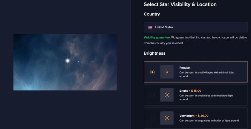 select star visibility and location