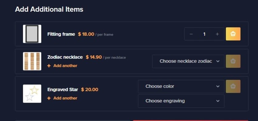 add additional items to star registration order