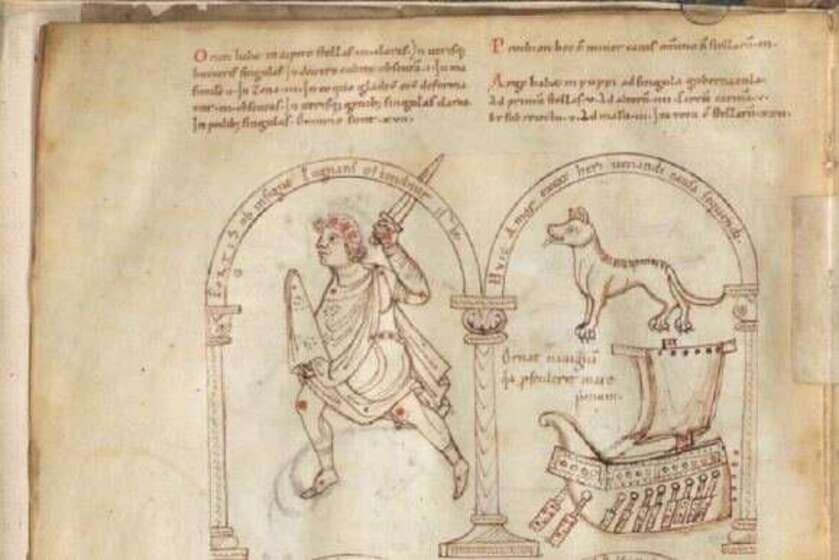 An image from the book of De Astronomcas depicting Orion constellation as a hunter and Betelgeuse in it's shoulder